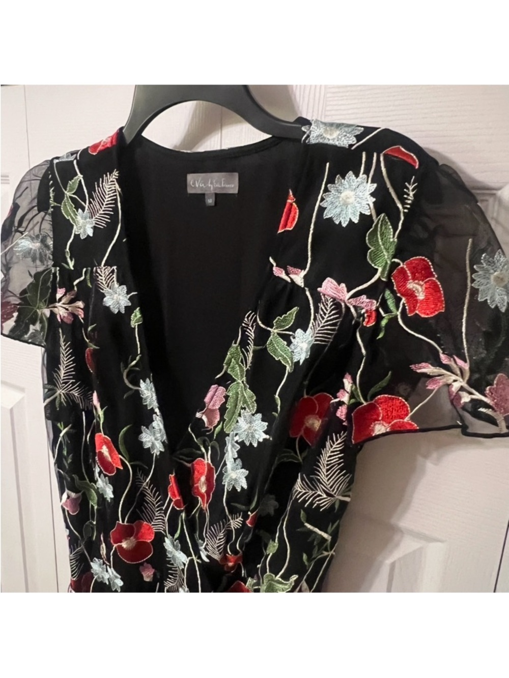 EVA BY EVA FRANCO Embroidered Floral  Maxi Wrap Dress size 14 - Picture 9 of 16
